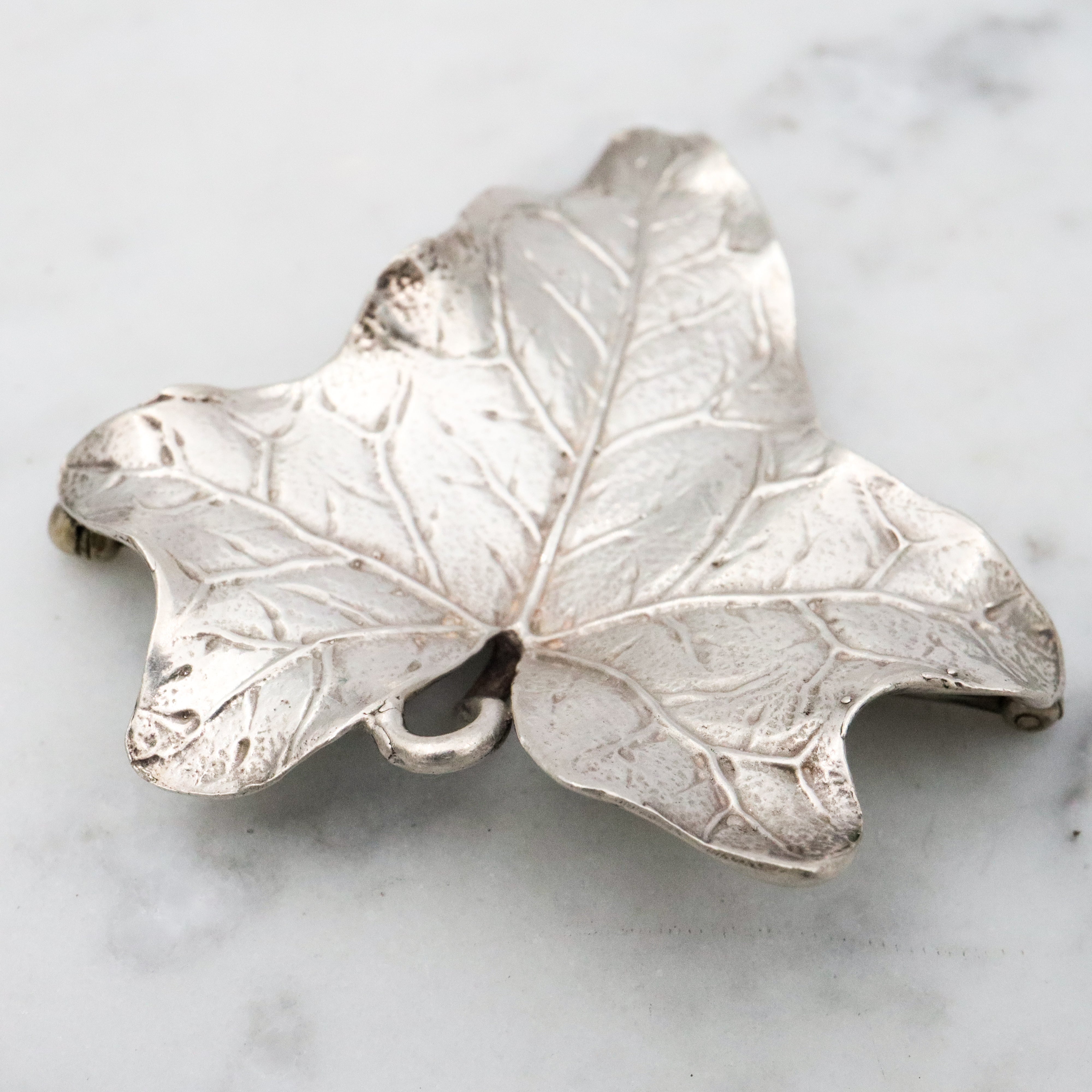 Large vintage Cini sterling ivy leaf brooch